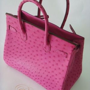 Hermes 30cm Fuchsia Pink Ostrich Gold Plated Birkin Bag - Yoogi's